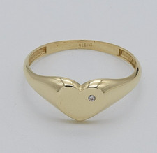 375 9ct Yellow Gold Single Stone Heart Signet Ring ALL SIZES Brand New