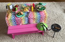 Our Generation toy picnic table, bbq & food