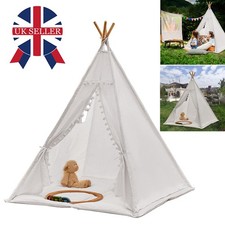 160CM Large Canvas Kids Teepee Star Wood Indian Tent Child In/Outdoor Play House