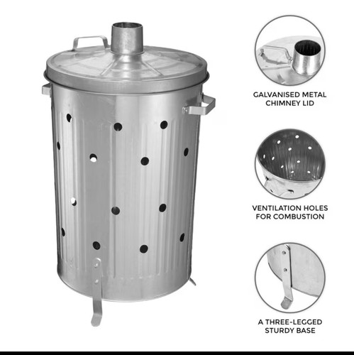 Large 90l incinerator fire - large,