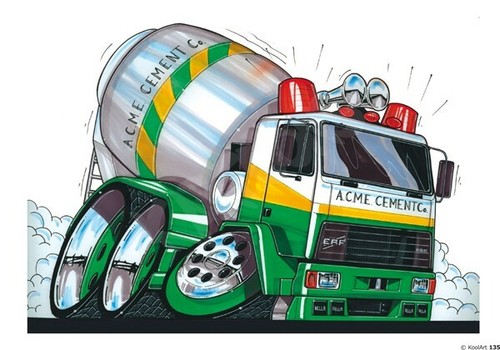 Cement mixer green white - cement,