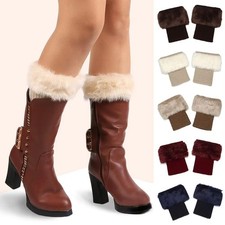 Ladies Winter Knitted Cuffs Fur for Boots Leg Warmers Crochet Socks Leg Warmers