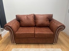 Brown Faux Leather 2 Seater
