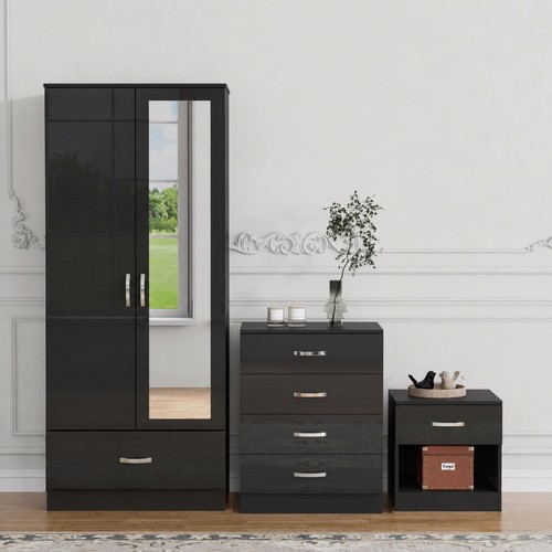 Piece gloss black bedroom - 3,