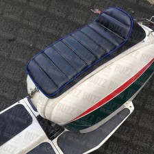 Lambretta S3 SX TV LI GP Slim Race Seat with Catch Black Blue Piping 004053