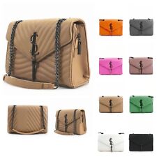 New Ladies Quilted Satchel Bag Crossbody Bag Chain Shoulder Strap Evening Bag UK