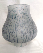 Unusual Blue Frosted Glass Candle Light Hurricane Lamp Shade  - VGC