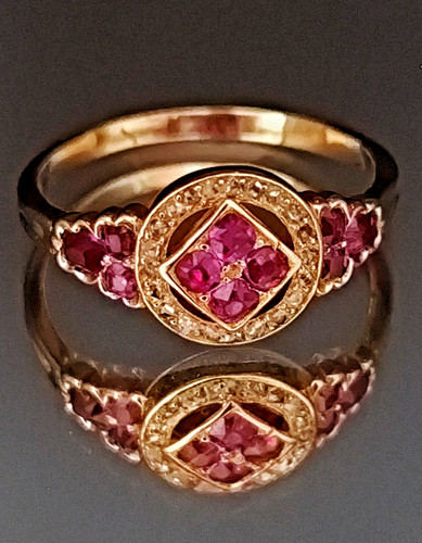 Antique 18ct gold ruby - antique, ruby's