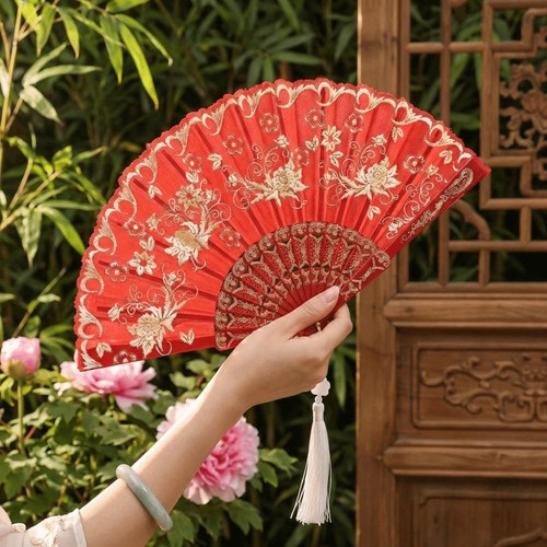 Vintage style folding fan - vintage,