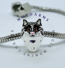 S925 Sterling Silver CAT Charm & Pouch - Maine Coon Persian Ragdoll Tabby Forest