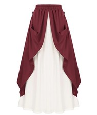 SCARLET DARKNESS Ladies Elastic High Waist Maxi Skirt Renaissance Victorian Red