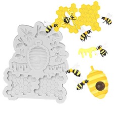 Bee comb silicone fondant - bee,