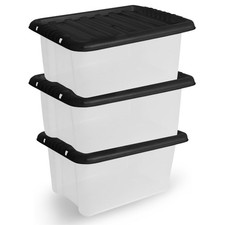 3 x Plastic Storage Boxes 14L