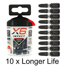 10 no. 25mm PH3 X6-IMPACT -