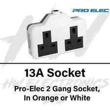 13 Amp Pro Elec 2 Gang Rubber Socket 13A Heavy Duty Mains Electrical PRO-ELEC