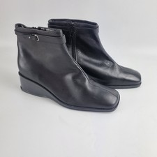 Ladies Black Leather Wedge Ankle Boots UK 7 – New Without Box