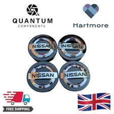 4x 60mm Black & Chrome Alloy Wheel Centre Caps for Nissan Juke Qashqa etc.