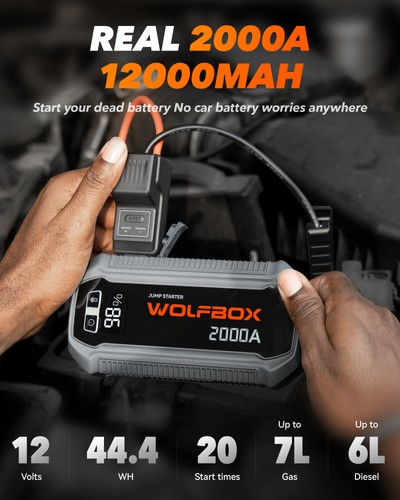 Wolfbox 2000a car jump starter - wolfbox,