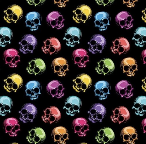 Retro skull fabric wide - retro,