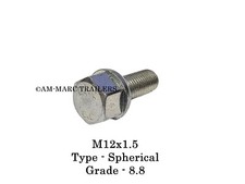 M12 x 1.5 x 23mm Trailer Wheel Spherical Bolt for Ifor Williams Brenderup
