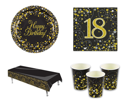 Black gold 18th birthday - black,