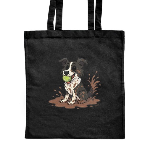 Muddy border collie shopping - border,