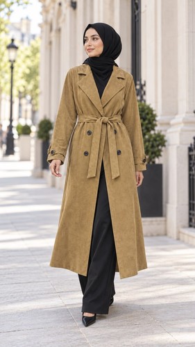 Womens long trench - trench, suede
