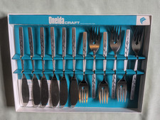 Oneida stainless steel fish cutlery set 12 pcs - Capistrano rose pattern - 1960s