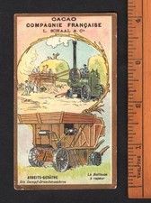 Vintage Steam Engine Tractor & Threshing Machine Rare Victorian Trade Card 1890s