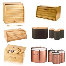 Bamboo wooden bread bin - wooden,