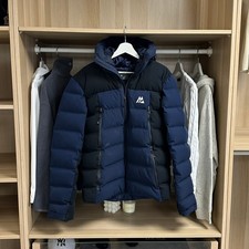 Montirex Mens Arcs Down Puffer Jacket Size M Navy Hood Heavyweight RRP £200