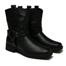 Womens Black Mid Calf Cowboy