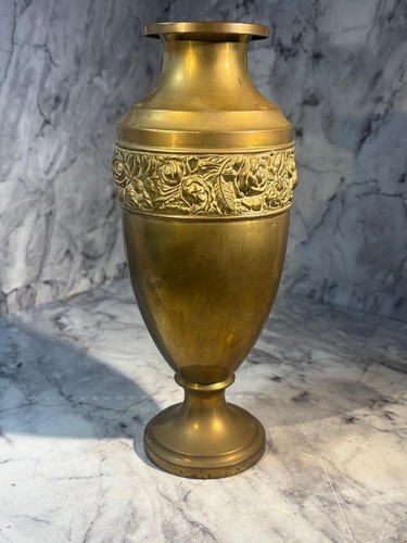 Art nouveau brass vase - art,