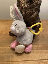 ELC Grey Bunny Rabbit Baby Activity Hanging Pram Toy 8” Jingles Rattles Textures