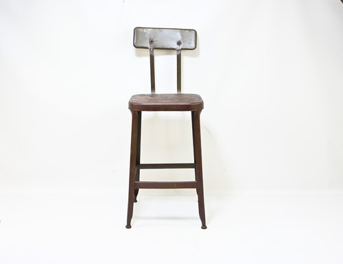 Vintage brown industrial stool - industrial,