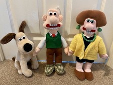 3 X Vintage Wallace and Gromit Plush Soft Toys Wallace, Wendolene and Gromit 