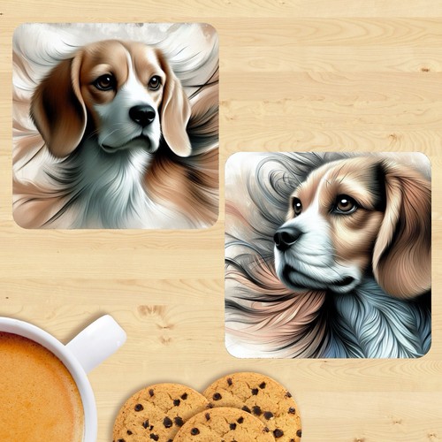 Beagle coasters dog print - coasters,,