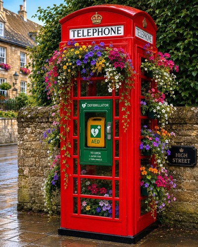 Telephone box refurb - telephone, defib