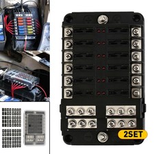 2x 12-Way Blade Fuse Box Block