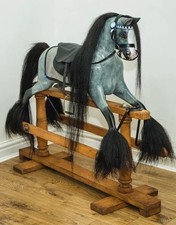 Antique Lines Rocking Horse restored blue roan with leg feathers 