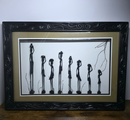 African carved wood diorama - african,