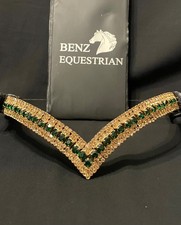 Emerald Green Gold Honey Topaz Crystal browband V Shape Black & Brown Quick Snap