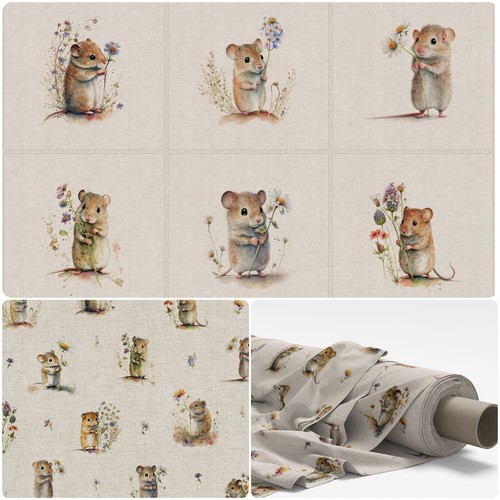 Field mice cushion - mice, panels