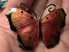 Antique Sterling Silver Enamel Butterfly Brooch  Thomas L Mott Brooch In Used...