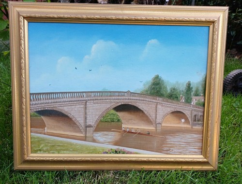 Oil painting river - river, stone