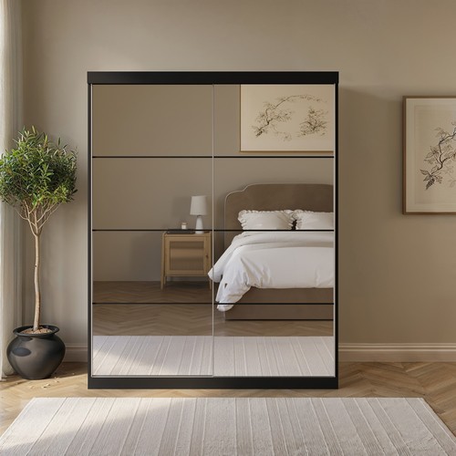 Black mirrored sliding door - black,