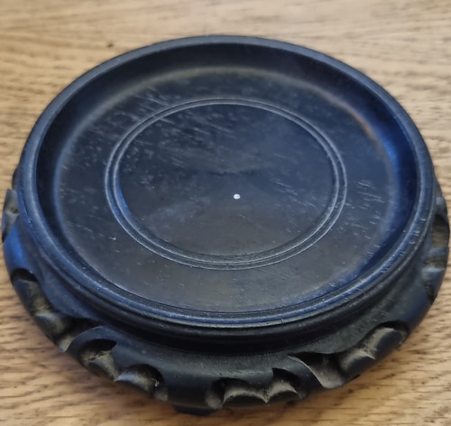 Carved wood round vase plant - round, vase/plant