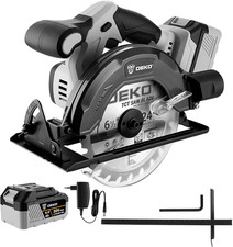 Cordless Circular Saw 20V 165mm Blade 4500RPM Adjustable Depth Wood Plastic