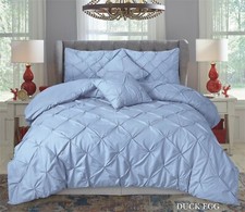 PINTUCK DUVET SET TOP NOTCH QUILT COVER SINGLE DOUBLE SUPER KING SIZE BEDDING