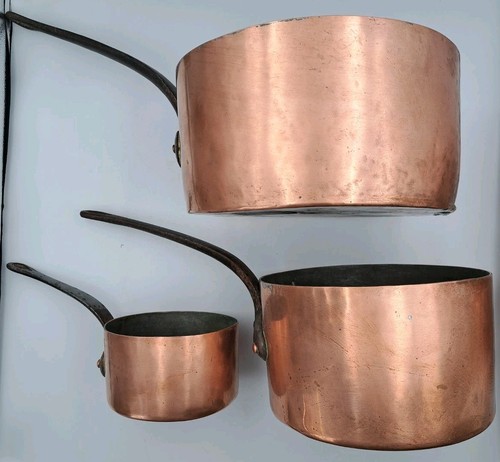 Vintage copper saucepan with - vintage,